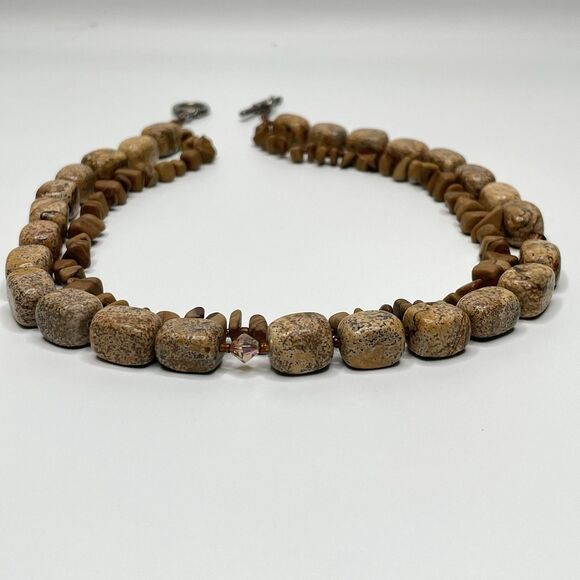Stunning Picture Jasper Beaded Statement Necklace Ethnic Boho Unique Layered - Picture 5 of 8